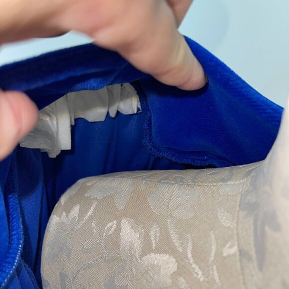 David Brown Velour Robe Hostess Dress Womens Small S Vintage Zipper Pockets Blue - Picture 15 of 16